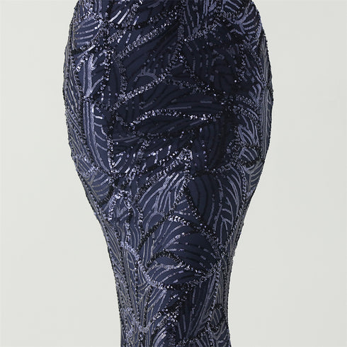 Graceful Sequin Embellished Mesh Mermaid Maxi Dress
